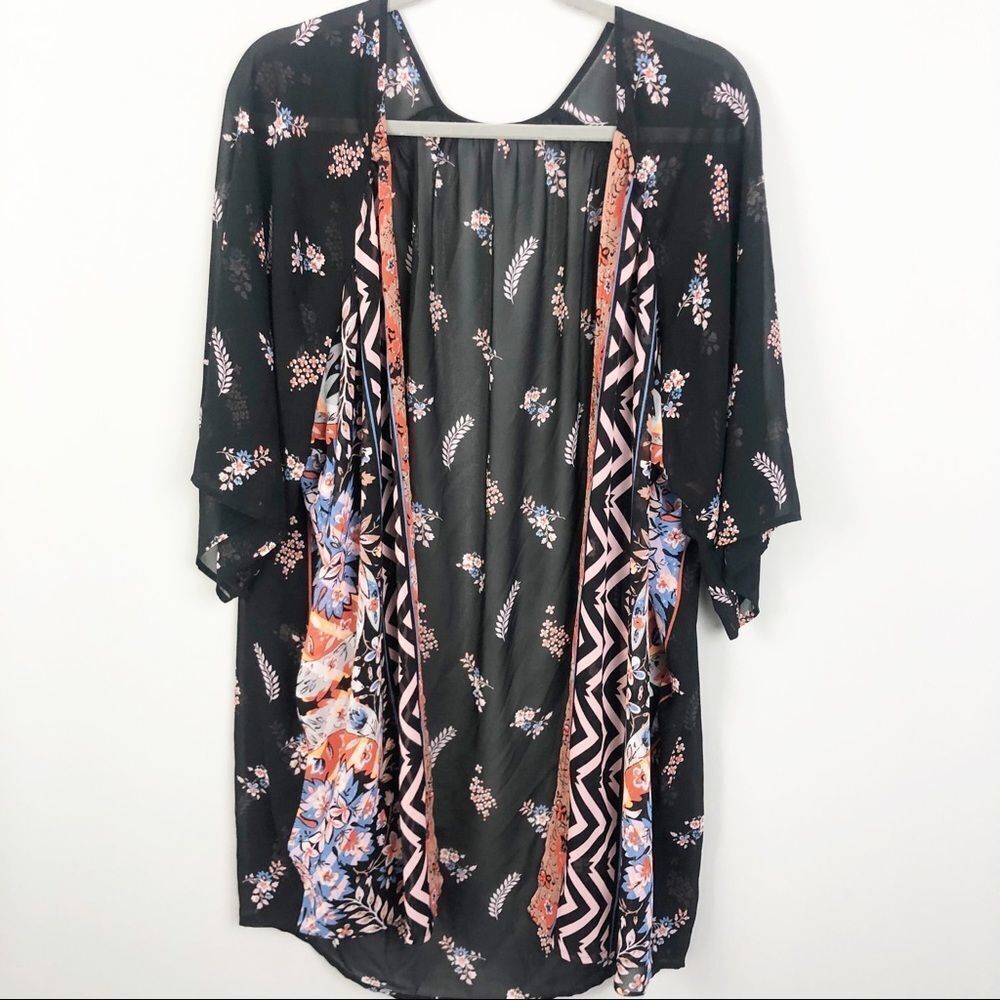 Boho Multiple Pattern Sheer Kimono - image 1